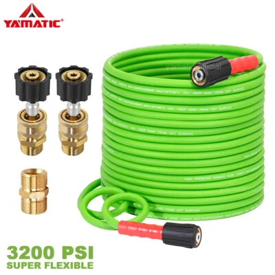 YAMATIC Super Flexible Pressure Washer Hose 1/4" M22 Female & 3/8" Quick Connect - Image 1 of 4