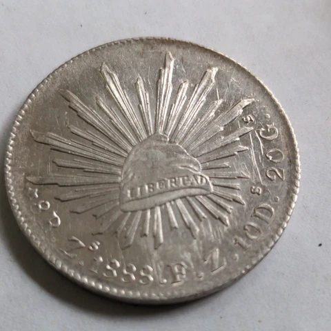 1888-Zs FZ uncirculated MEXICO 8 REALES ZACATECAS Cover