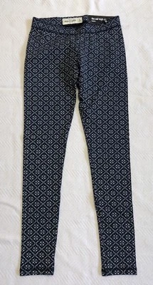 Leggings Abercrombie Kids azul marinho e branco estampa cruzada tamanho M *NOVA COM ETIQUETAS* - Imagem 1 de 4