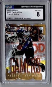 PATRICK ROY 1997 Leaf Fractal Matrix DIE CUT #187 GAMERS ~ CGC Grade 8 - Picture 1 of 2
