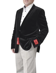 C0 NWT HUGO BOSS Black Velvet Extra Slim Soft Constructed Blazer Size 46 R $595 - Picture 1 of 7
