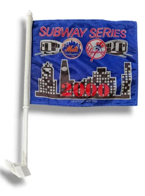 New York Yankees Mets 2000 Subway Series Car Window Flag Champs MLB Baseball - Image 1 of 4
