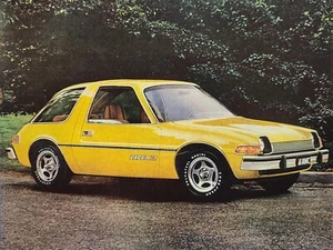 Vintage Print Ad 1977 AMC Pacer X Sport Coupe Yellow Mag Wheels Goodyear White L - Picture 1 of 3
