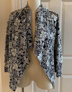 Kut From The Kloth Open Drape Cardigan M Blazer Jacke schwarz weiß strukturiert - Bild 1 von 7