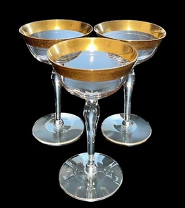 4 Glastonbury Lotus RAMBLER ROSE 35 Gold verkrustet 6" Champagner Sherbet Gläser - Bild 1 von 10