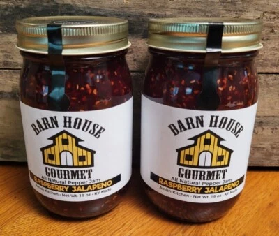 Raspberry Jalapeno Barn House Gourmet All Natural Preserves Amish Kitchen 19 Oz - Image 1 of 4