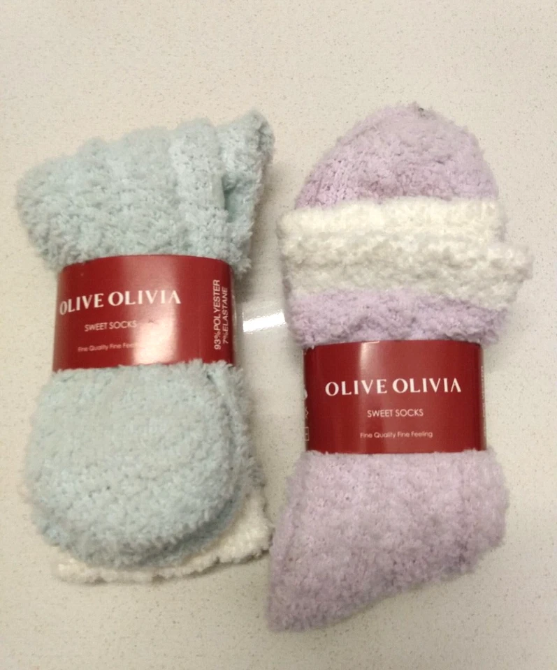 Olive Olivia Fuzzy Sweet Calcetines 2 Pares Lavanda Verde Claro DEFECTUOSOS Foto 1 de 4