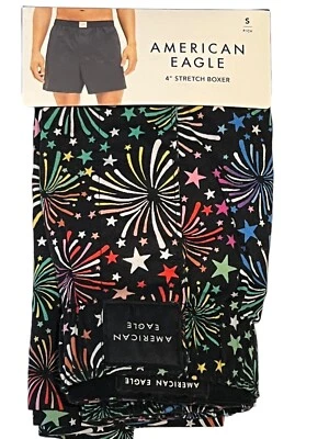 NUEVO CON ETIQUETAS AMERICAN EAGLE Boxer Elástico Talla XS-S-M-L-XL Negro Rojo Azul Fuegos Artificiales #11 Foto 1 de 4