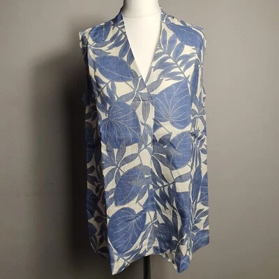 NICOLE FARHI чисто 100% льняной блузка халат туника верхний лен без рукавов размер XS Великобритании 8 - Изображение 1 из 4