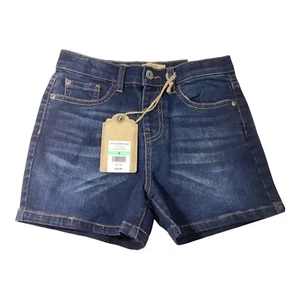True Craft Denim Jean Shorts Size 8 Girls Dark Wash Adjustable Waist Kids New - Picture 1 of 23
