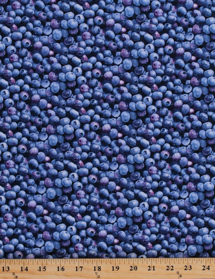 ELIZABETH'S STUDIO Cotton Berry Good Fruit Packed Blueberries Allover Fabric Print by Yd. D767.34