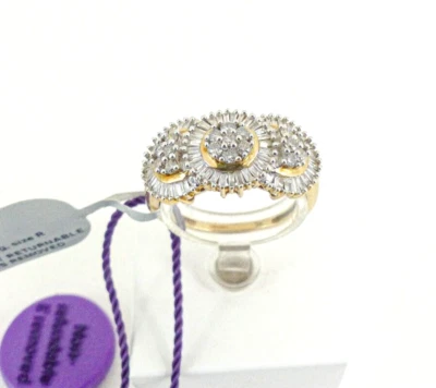 9ct Gold Diamond Ring TLC Cluster Hallmarked 1.00ct Size R with certificate - Image 1 of 4