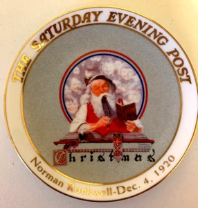 Norman Rockwell Saturday Eve Post 1920 Christmas Plate Santa Reading Mail 5" - Picture 1 of 2