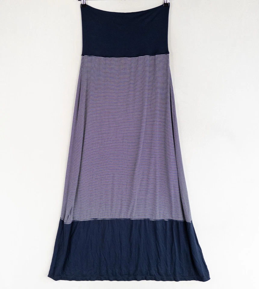 Falda Studio M Mujer Grande Azul Blanco Rayas Tejida Maxi Suave Elastizada Informal Foto 1 de 4