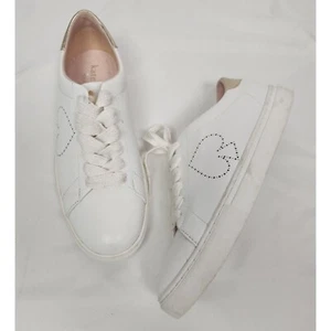 Kate Spade Women's Sz. 8B Angelise White Gold Leather Silhouette Sneakers - Picture 1 of 8