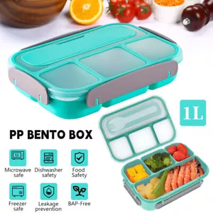 1L Picnic Bento Lunch Box Food Storage Box with 4 Compartments For Kids Adults - Picture 1 of 24