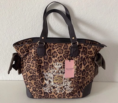 Juicy Couture Juicy For All Bolso de Mano Leopardo Chocolate Natural Bolso Viral NUEVO Foto 1 de 4