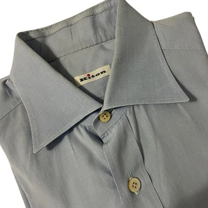 Kiton Long Sleeve Button Down Shirt Blue Size 16/41 - Picture 1 of 6