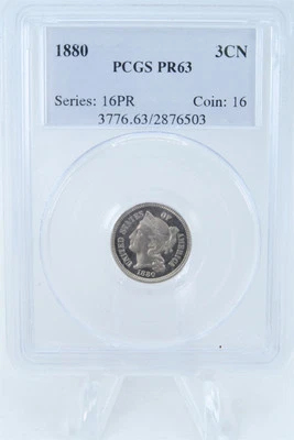 1880-P PCGS PR63 Three (3) Cent Nickel Proof 3CN - Image 1 of 2