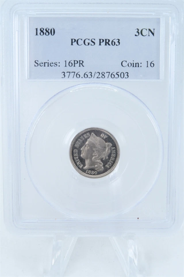 1880-P PCGS PR63 Three (3) Cent Nickel Proof 3CN - Image 1 of 2