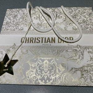 Christian Dior Paris Holiday Gold Cream Small Shopping Paper Bag W/ Metal Star - Picture 1 of 6