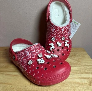 Crocs Classic gefütterte Holiday Clogs Weihnachten Gr. Herren 8 Damen 10 rot flauschig NEU - Bild 1 von 6