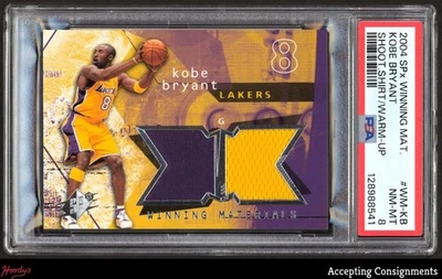 2004-05 SPx Winning Materials #KB Kobe Bryant DUAL GAME-USED JERSEY PSA 8 LAKERS - Image 1 of 2