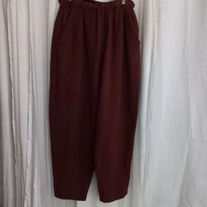 Free People Women's Burgundy Semi Wide Leg Pants Sz Sp Elastic Drawstring Waist - Picture 1 of 11