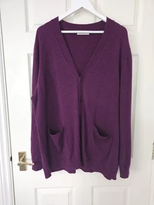 Woolovers Cashmere Blend Cardigan Size Men's XXL Purple Pockets Merino Blend - Picture 1 of 9
