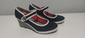 Keds Women's Black And White Checked Strappy Wedge Heel WF29810 Size 6.5 - Picture 1 of 7