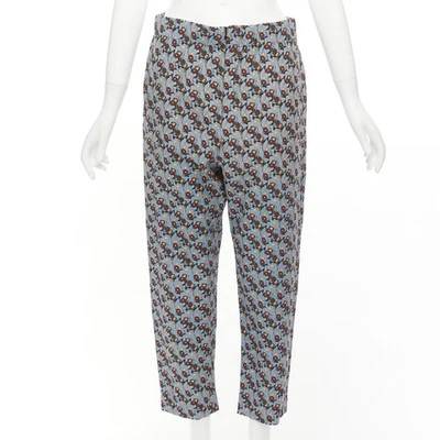 MARNI 100% Seda Azul Borgoña Floral Entrepierna Caída Informal Pantalones Cortos IT40 S Foto 1 de 4