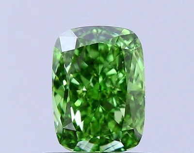 IGI Certifide 1.04 Ct Cushion Cut Fancy Vivid Green Lab IGI Diamond Promise Ring - Image 1 of 4
