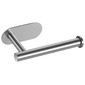 Toilet Paper Holder Brushed Nickel Wall Mount Upgraded Adhesive Toilet Roll Hold - Picture 1 of 6