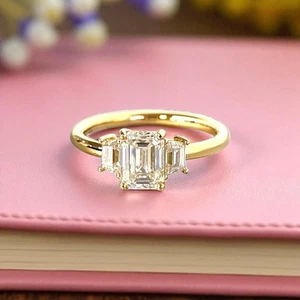 1.70 Ct Emerald Cut 14K Yellow Gold IGI Certified Lab Grown Diamond Wedding Ring - Picture 1 of 14