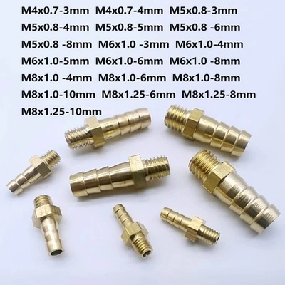 1x Metric M4 M5 M6 M8 to 3mm 4mm 5mm 6mm 8mm 10mm Brass Barb Hose Tail Connector - Image 1 of 4