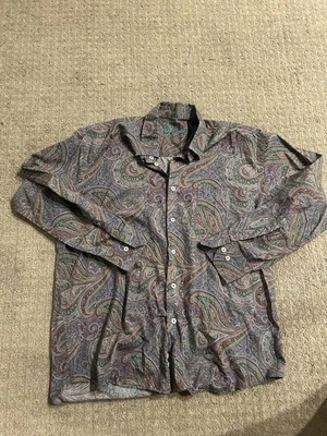 Camisa Alan River Cachemira Talla Grande Años 90 Y2K Floral Colorida Fiesta Formal Foto 1 de 4