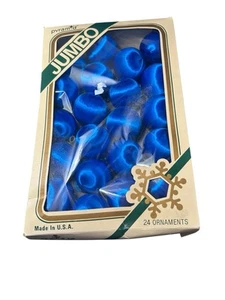 Set 18 Royal Blue SPUN SATIN SHEEN Christmas Ornaments 2 1/4" Round Ball Vintage - Picture 1 of 7