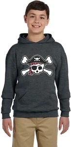 Youth Hoodie Kids Hooded Sweatshirt Pirate Skull Crossbones Boys Gifts - Picture 1 of 1