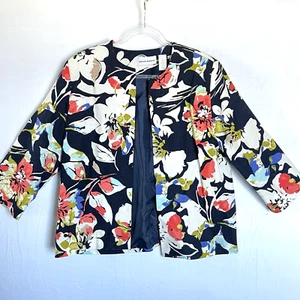 Alfred Dunner Womens Size 14 Long Sleeve Floral Open Front Career Jacket - Picture 1 of 6