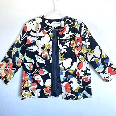 Куртка карьерная женская Alfred Dunner размер 14 с длинным рукавом цветочный узор открытая спереди - Изображение 1 из 4