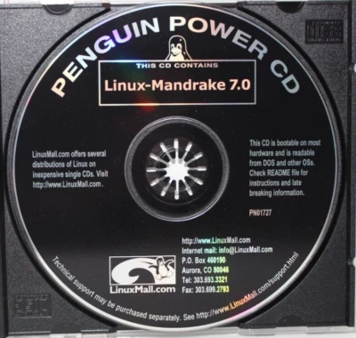 LINUXMALL LINUX MANDRAKE 7.0 PENGUIN POWER CD SOFTWARE DE COLECCIÓN Foto 1 de 2