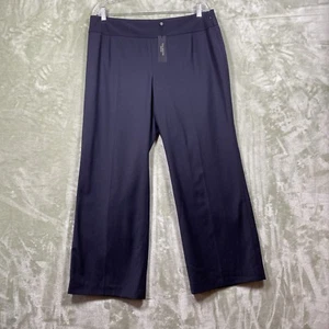 Talbots Wool Blend Pants Woman Petites 14W Navy Lined Wide Leg Side Zip Capsule - Picture 1 of 15