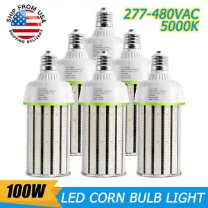 6Pack 400W Eq. 480V LED Light Bulbs 100W 15000LM High Bay Barn Street Corn Light - Picture 1 of 13