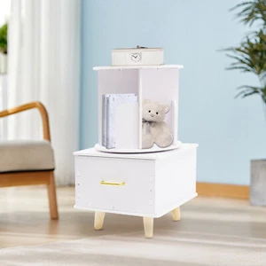 Mesita de noche moderna con cajón, mesa esquinera de gama alta, estantería giratoria - Imagen 1 de 23