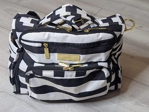 Ju-ju-be Striped Black and White Diaper Bag Backpack Convertible W/ Changing Pad - Picture 1 of 12