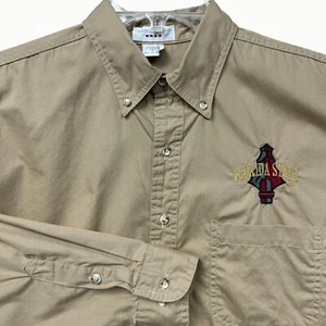 Florida State Seminoles Button-Up Shirt Embroidered Logo Beige Long Sleeve L - Picture 1 of 9
