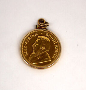 1981 South Africa 24k Yellow Gold Krugerrand 1/4oz (9.8G Total) Coin Pendant
