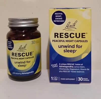 Bach Rescue Peaceful Night Capsules - Unwind For Sleep (30) BBE 04/2026 - Image 1 of 2
