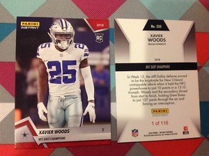 Xavier Woods RC Cowboys playoffs Red 1 of 147 made 2018 2019 Panini Instant