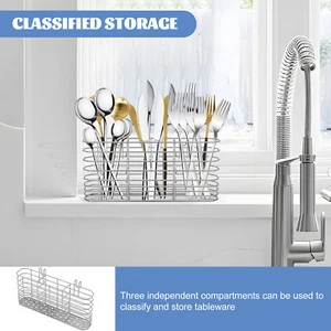 Utensil Drainage Rack Stainless Steel Cutlery Hanging Basket Drying Basket - Picture 1 of 11